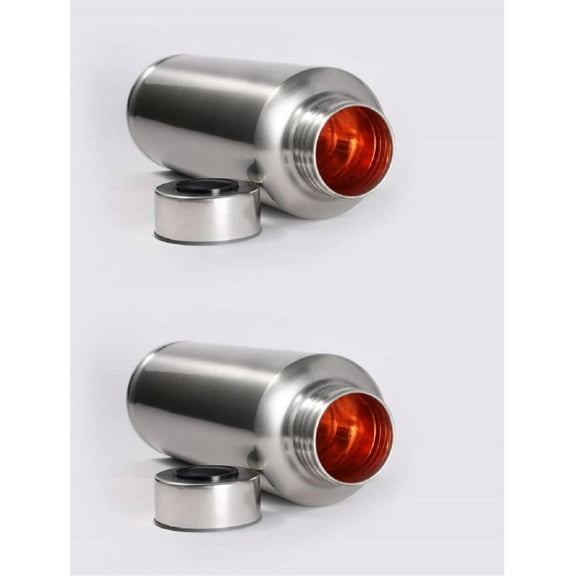 Stainless Steel Inside Copper Outside Steel 1 Liter Water Bottle - Set of 2 Bottles