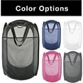 thumbnail image 6 of Smart Design Deluxe Mesh Pop Up Square Laundry Hamper with Side Pocket and Handles - VentilAir Fabric Collapsible Design - for Clothes and Laundry - Home - Holds 2 Loads - 14 x 23 Inch - Black, 6 of 8