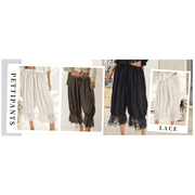 Women Long Bloomer Pants Lace Trim Victorian Pantaloons Capri Pants Lounge Pjs Pettipants Y2K Pajama Bottoms