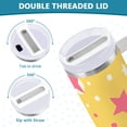 thumbnail image 3 of Yayeee 30oz Double-Wall Insulated Stainless Steel Tumbler with Handle Bottle, Yellow Stars, 3 of 8