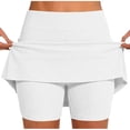 thumbnail image 2 of Hesxuno Women Tennis Shirts Ribbed Knitted Skirts Shorts High Waist Golf Skirt Stretchy Gym Running Yoga Shorts White XXL, 2 of 6