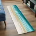 thumbnail image 4 of Turquoise Gradient Beach Washable Runner Rugs 2'x6', Abstracts Seaside Ocean Wave Coastal Low Pile Throw Entryway Rug Non-Slip Sturdy Edge Binding Carpet for Indoor Bedside Entrance Bedside, 4 of 9