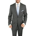 thumbnail image 6 of Mens Ticket Pocket 3-piece Charcoal Wool Trim Fit Vested, 6 of 7