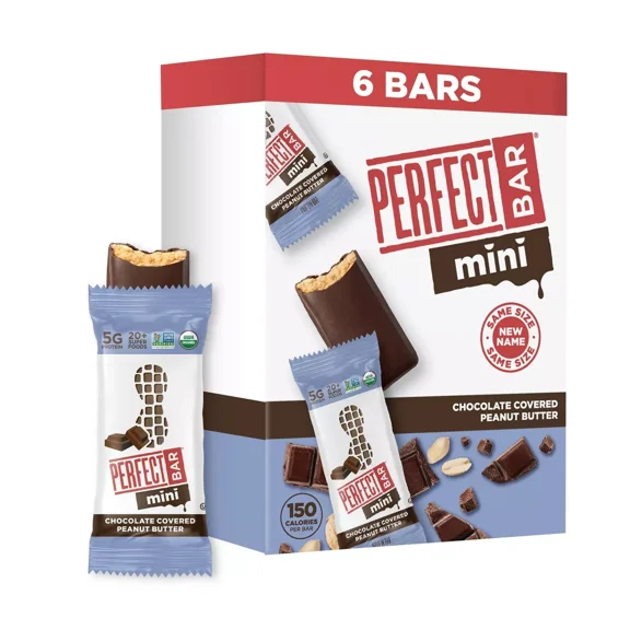 Perfect Bar Organic Chocolate Covered Peanut Butter Mini Protein Bar, 6.34oz/6ct