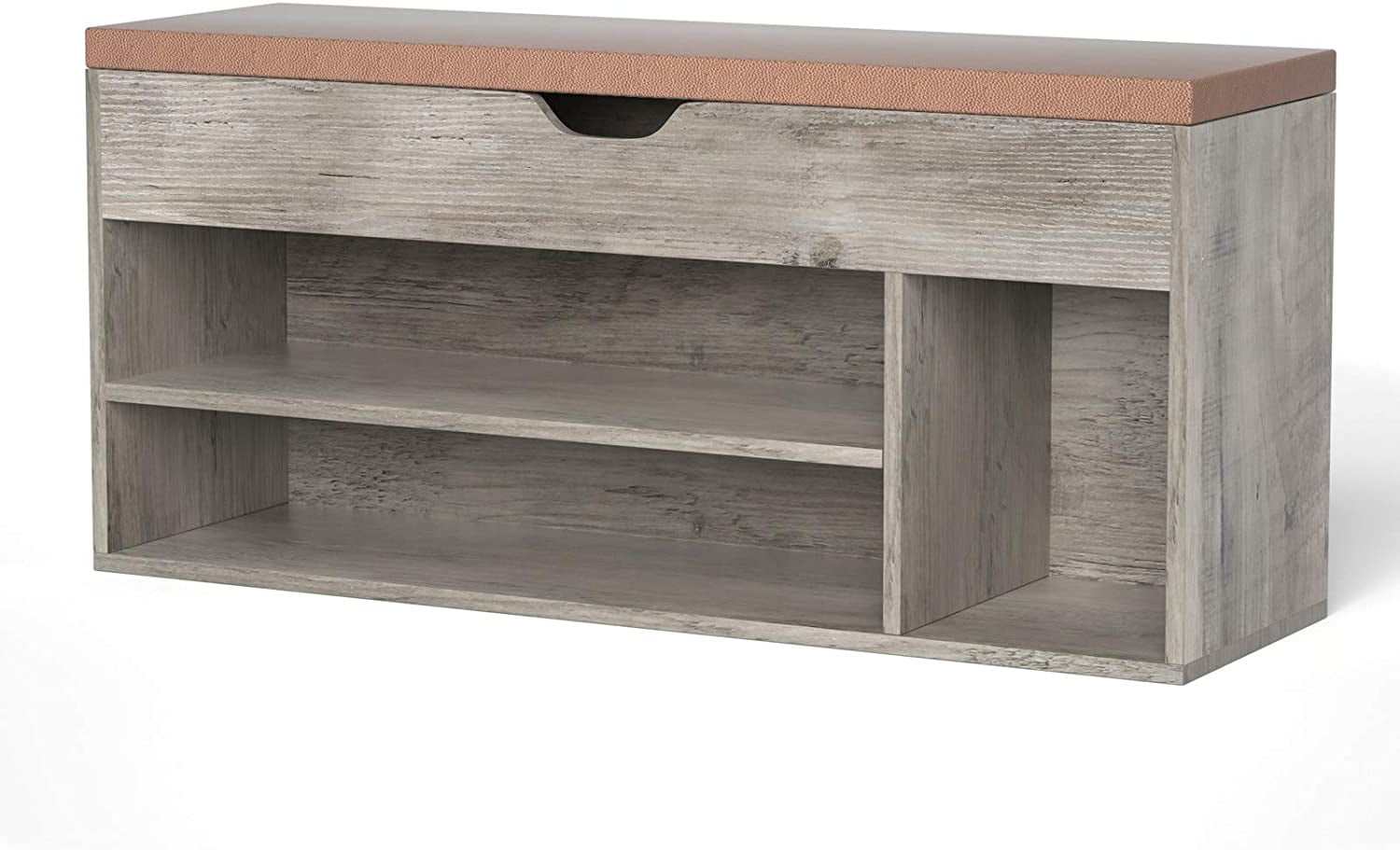 LGHM Entryway Bench, Shoe Storage Bench, 2Tier Modern Wood Shoe Rack