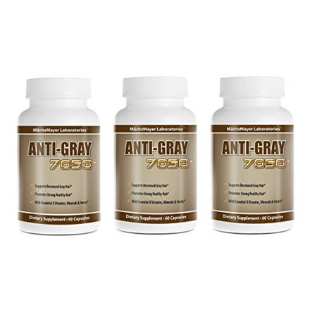 Anti-Gray Hair Supplements (3) with Catalase, Horsetail, Saw Palmetto and many more, Stop Grey Hair-90 day supply (180