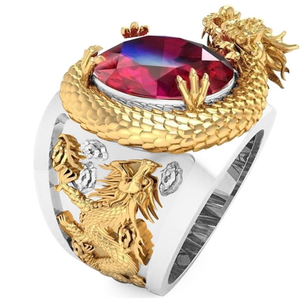 Sonducket Cobre Exquisito Anillo De Patrón De Dragón 3D Estilo Americano Plata De Ley Joyería Para Hombres Ajuste Libre Ropa, zapatos y accesorios Miscelánea once