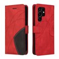 thumbnail image 4 of Compatible Samsung Galaxy S22 ULTRA Case, Leather Wallet Case Stand View Magnetic Clasp Book Flip Folio Phone Cover - Red, 4 of 5