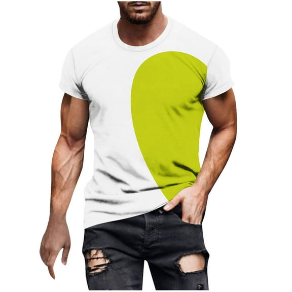 Maean Valentines Day Shirt for Mens Short Sleeve Crewneck Shirt Heart Graphic Loose Tshirts Tops M-4XL