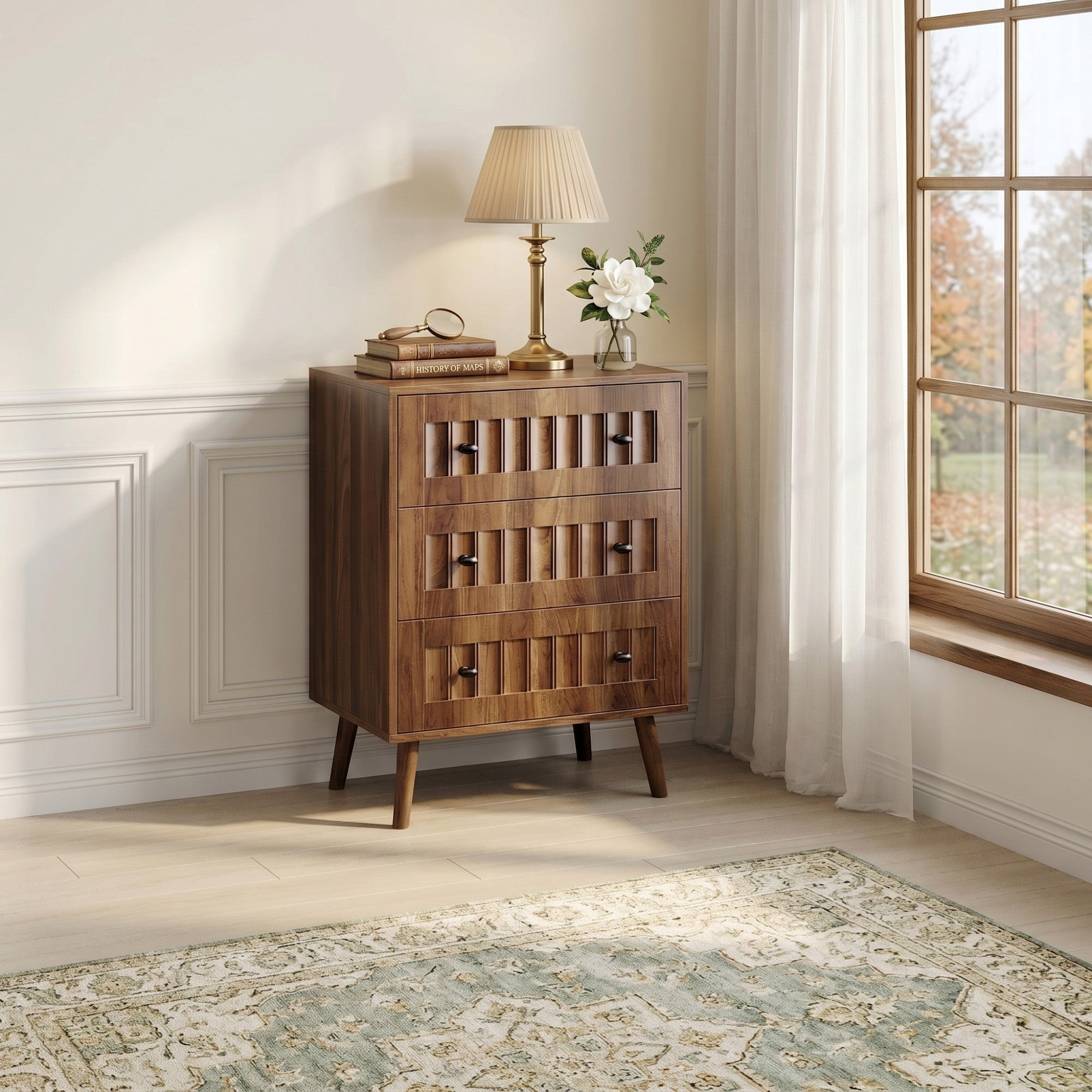 Sailvan 3 Drawer Dresser, Modern Wooden Storage Cabinet, Chest of Drawers for Living Room, Bedroom
