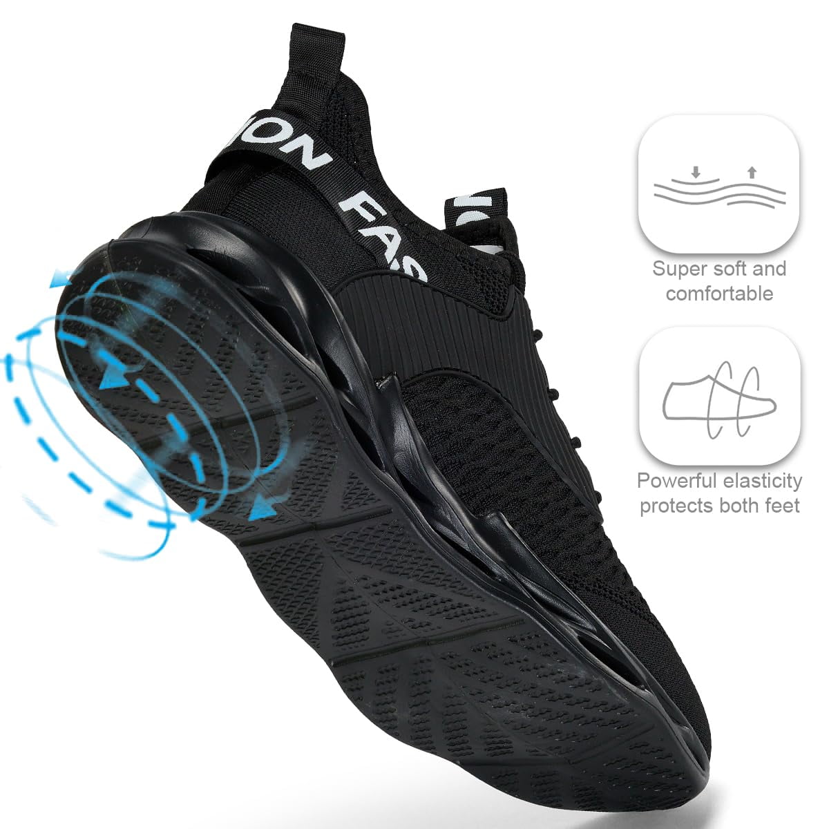 ZUTY Men's Running Shoes Blade Tennis Walking Fashion Breathable Non Slip Gym Sports Work Trainers Black 11