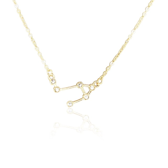 pitrice Ins Constellations Theme Friendship Necklace Rhinestone Comfortable Delicate with Display Card Pendant for Lover Festival Gifts Libra gold