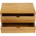 thumbnail image 5 of Minimalistic Bamboo Desk Drawer Organizer with 2 Drawers, Office & Home Storage, Brown, 5 of 18