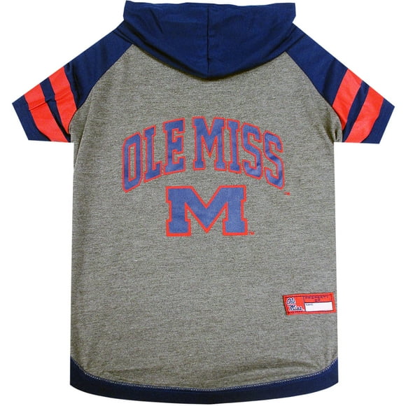 NCAA Mississippi OLE Miss Rebels Chandail à Capuchon pour Chiens et Chats, Grand T-Shirt à Capuche pour Chien sous Licence Collégiale. T-Shirt à Capuche Sportif pour Animaux. T-Shirt à Capuche Sportif pour Chien.