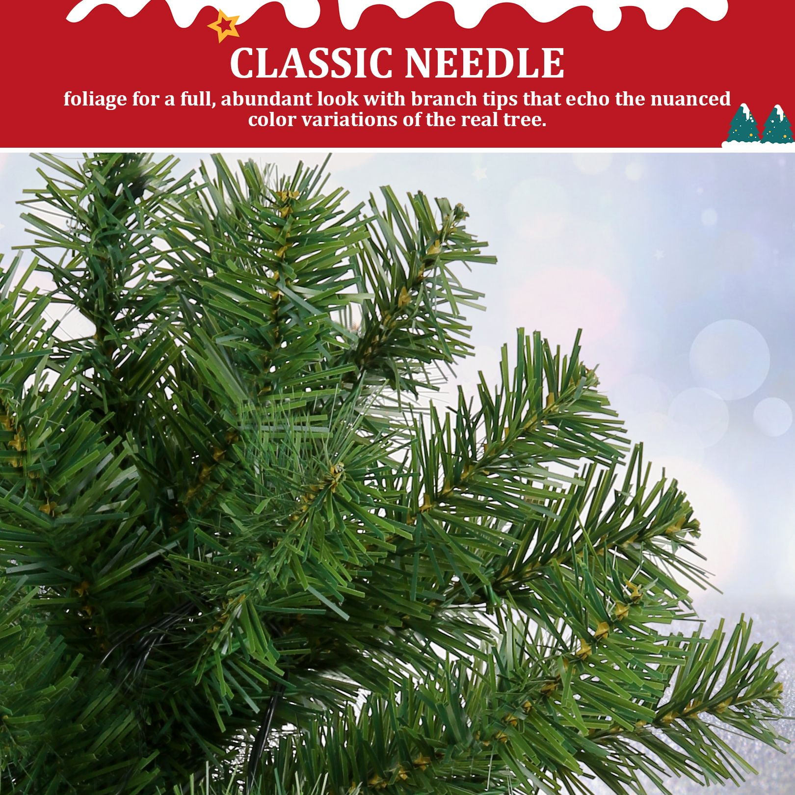 Funcid 6ft Premium Hinged Artificial Christmas Tree Full Tree with 1477 PVC Branch Tips, Foldable Metal Stand, Green