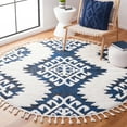 thumbnail image 2 of SAFAVIEH Moroccan Tassel Desmond Southwestern Shag Area Rug, Navy/Ivory, 6'7" x 6'7" Round, 2 of 8
