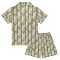 thumbnail image 2 of FORMRS Kids Short Sleeve Top and Pants Pajama Set Unisex Satin 2-Piece Sleepwear, Sizes 7-8Y, Olive Green Flowers, 2 of 8