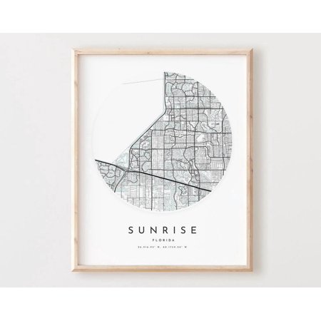 Kna Prints - 1 Pc Poster Srise Map Print, Srise Map City Wall Art, Fl Road Map, Florida Print Street Map Decor, Office Gift, L905V4, UNFRAMED-24x36