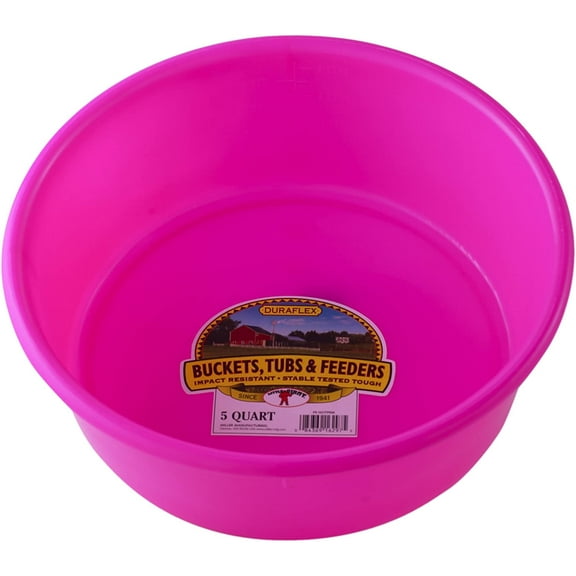 Little Giant 5 Quart Heavy Duty Plastic Pink Utility Pan For Livestock Feeding