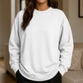 thumbnail image 2 of Women's Solid Color Round Neck Drop Shoulder Long Sleeve Loose Fit Casual Sweatshirt Top Fall and Winter Fashion Winter Clothes,White,Size 2XL, 2 of 5