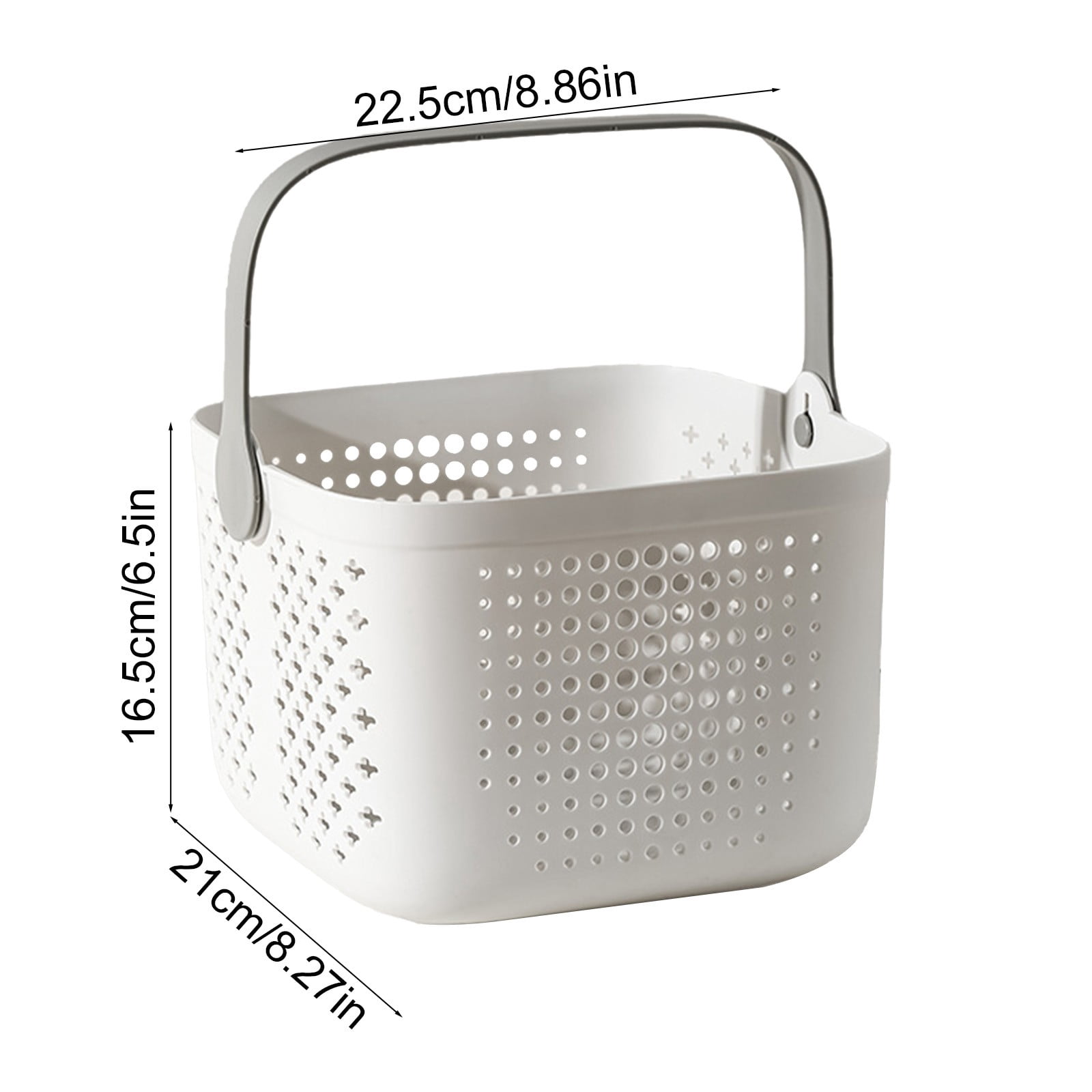 Luxury Handheld Bath Basket for Bathroom Wash and Storage Square Drainage Design with Handle for Shower Spa Organization Holds Shampoo Soap Lotion Cosmetics
