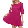 thumbnail image 2 of Robe d'Été pour Femmes DYTTDG Robe à Paillettes pour Femmes Col Rond Manches Courtes Ample Robe Courte de Fête Excellents Cadeaux à Petit Prix Rose Vif,G, 2 of 8