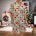 thumbnail image 2 of XIAONU Mens Pajamas Set Christmas Tree Print Festive Loose Fit Loungewear Lapel Short Sleeve Top And Elastic Waist Shorts Sleepwear, 2 of 4