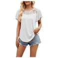 thumbnail image 2 of SELONE Peplum Tops for Women Dressy Summer Short Sleeve Tops Blouses Regular Fit T Shirts Pullover Tees Tops Solid T-Shirts Crew Neck Tops Casual Blouses Mesh T Shirts Breathable Pullover White M, 2 of 7