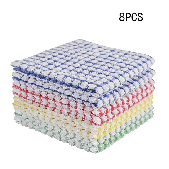 EclipseJewels Super Absorbent Dish Cloths for Kitchen, Pack of 8 Cotton Cleaning Rags 12x12 Inches, Reusable for Washing Dishes and Countertops,multicolour