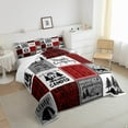 thumbnail image 4 of Camper Queen Bedding Sets Rv Camping Comforter Set Rustic Buffalo Plaid Bedding Comforter Sets Camper Accessories For Travel Trailers Bunk Country Camping Quilt Duvet Red Black Grey, 4 of 6