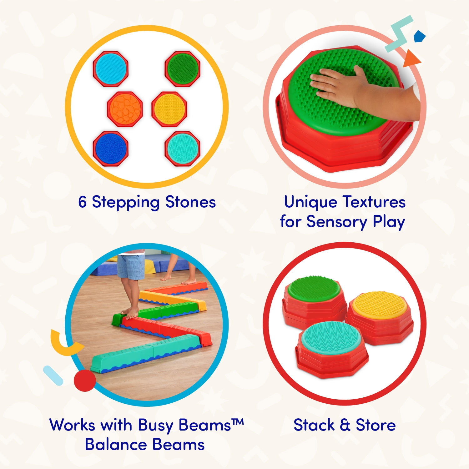 Battat Hop Spots 6 PCS Sensory Stepping Stones for Kids, Active Playset for 3 Years +