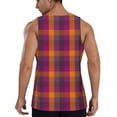 thumbnail image 3 of Fotbe Purple Yellow Buffalo Plaid Pattern Men's Quick Dry Workout Tank Top Gym Muscle Tee Fitness Bodybuilding Sleeveless T Shirt Breathable Workout Shirt-4X-Large, 3 of 9