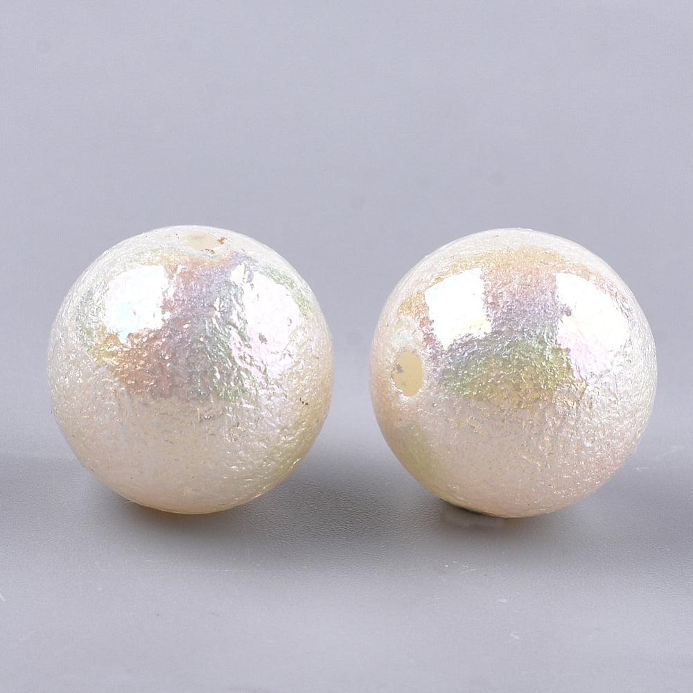 200 pc Acrylic Imitation Pearl Beads AB Color Round Seashell Color 14x13.5mm Hole: 2mm