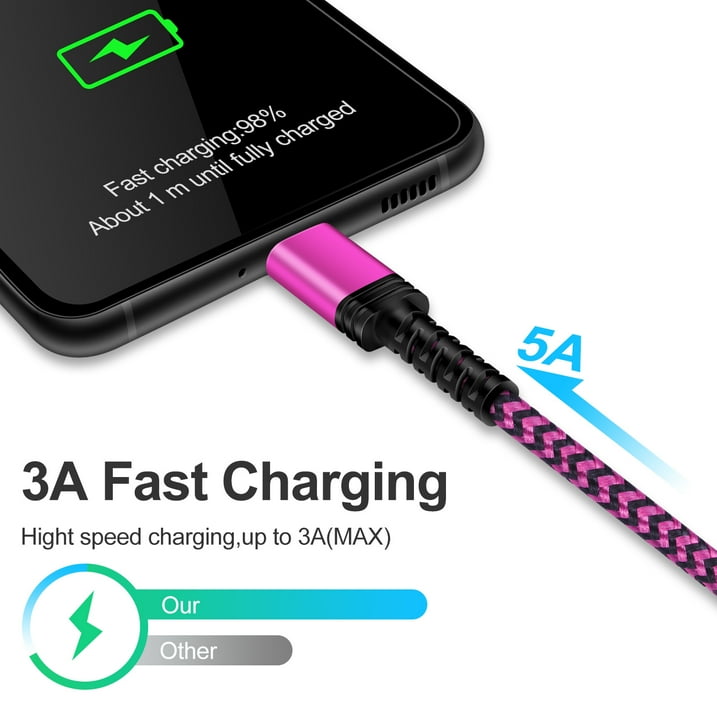 Type C Charger Fast Charging Cable 10ft 10 feet,3PACK HopePow Usb A to Usb C Cable 10ft Charging Cable Android Charger High Speed Phone Charger Cord Type C Fast Charging,Multicolor