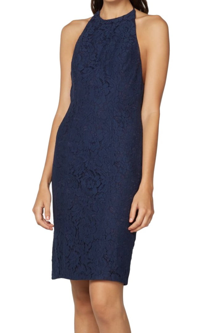 navy blue lace sheath dress