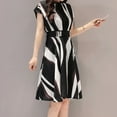 thumbnail image 3 of Ichaunyi Summer Dresses Fashion Women Business Dress Belt O-Neck Short Sleeve Knee Length Dress, 3 of 9