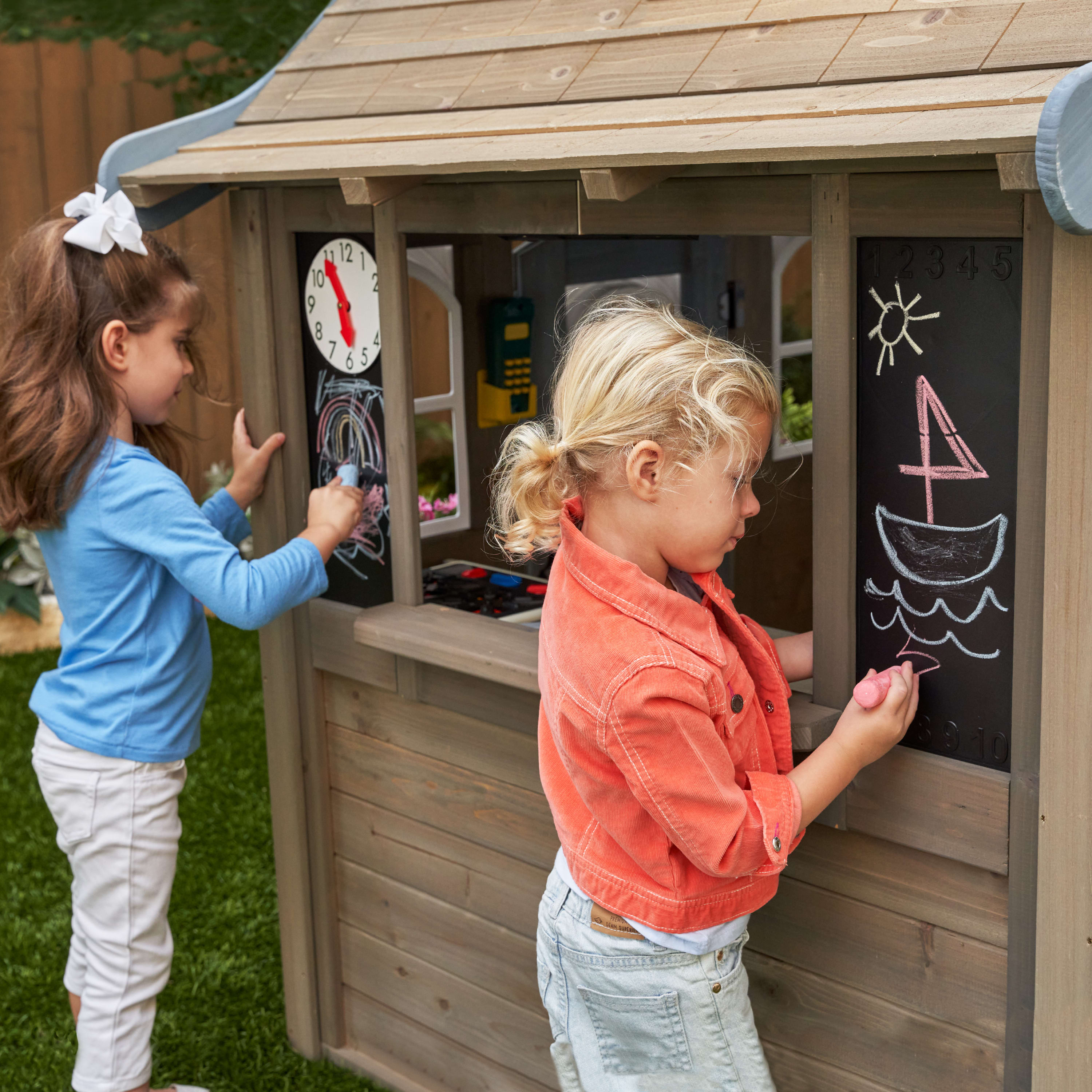 KidKraft Forestview II Wooden Outdoor Playhouse with Ringing Doorbell, Bench and Kitchen - image 5 of 15