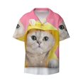 thumbnail image 2 of Lafuoo A Funny Cat Pattern Men's Cuban Collar Short Sleeve Shirt, Button-Down Resort Beach Pocket Shirt-X-Large, 2 of 7