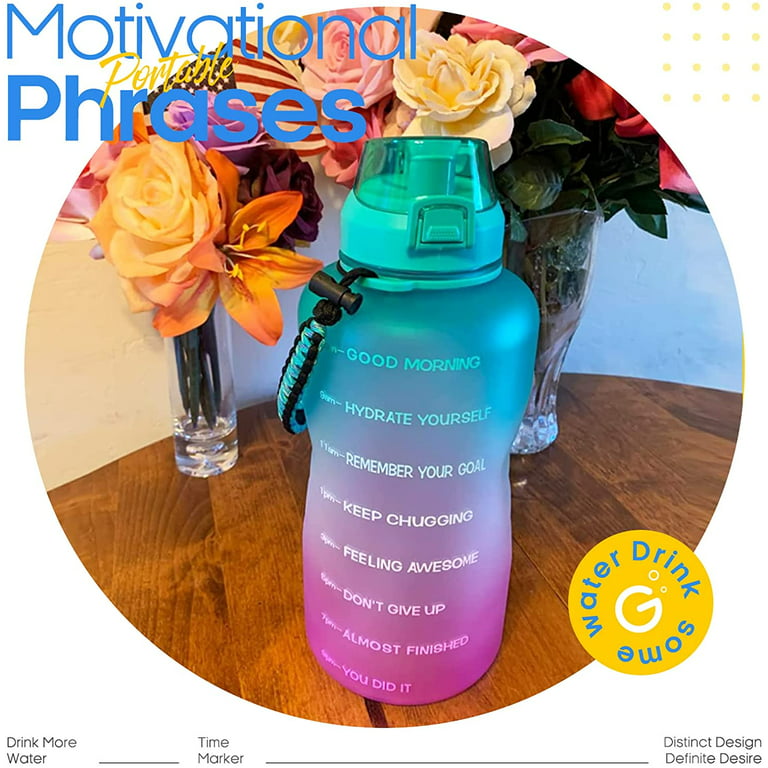 Fidus Large 1 Gallon Motivational Water Bottle with Paracord Handle &  Removable Straw - BPA Free Leakproof Water Jug with Time Marker to Ensure  You Drink Enough Water Throughout the Day-Green/Purple 