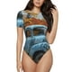 thumbnail image 1 of Fotbe Rustic Vintage Truck Autumn Body de Mujer con Cuello Redondo y Mangas Cortas, Sin Mangas Ajustado, Suave, Cómodo y Básico-Small, 1 of 7