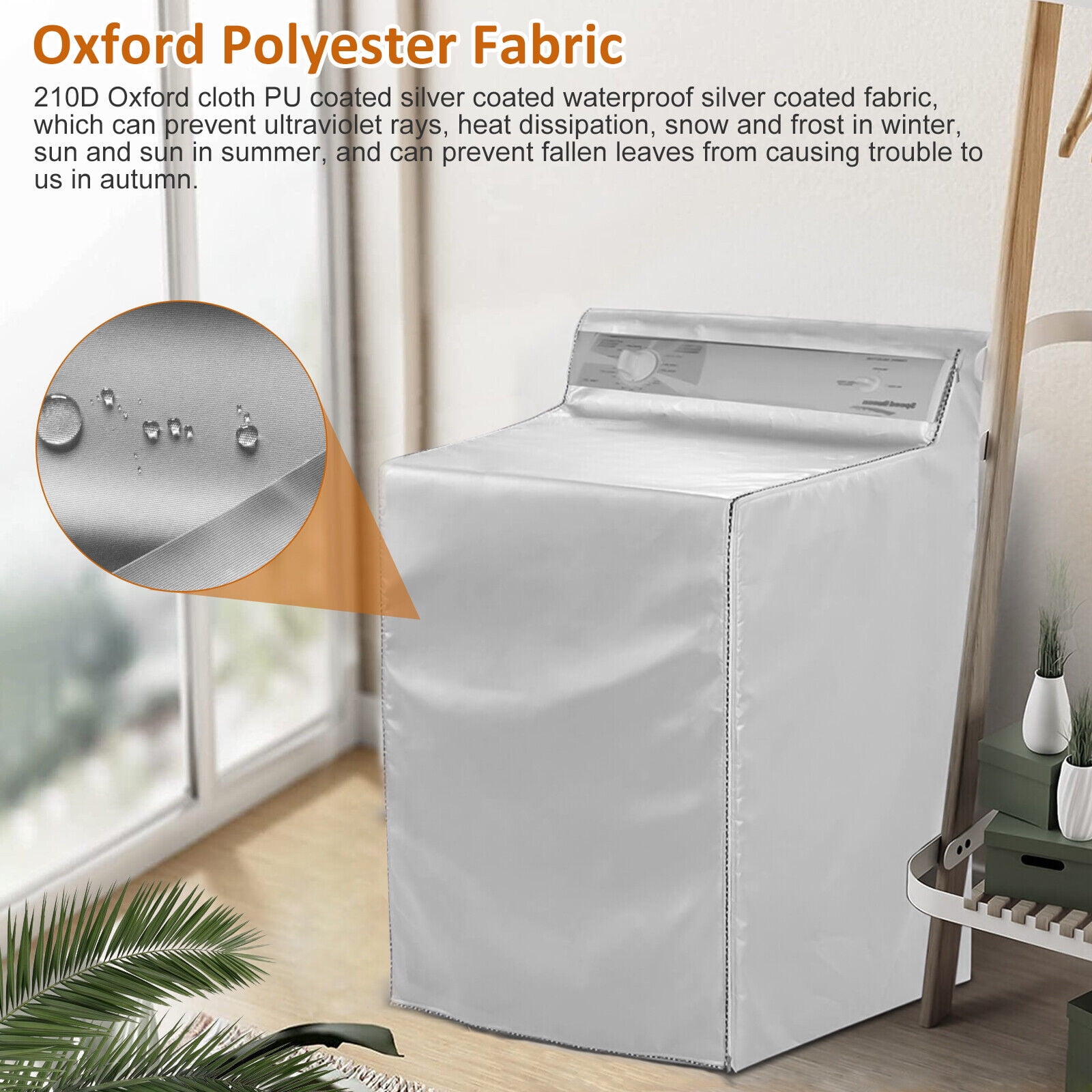 Top Load Washing Machine Cover Dustproof Waterproof Laundry Dryer Protective Cover with Zipper & Storage Bag