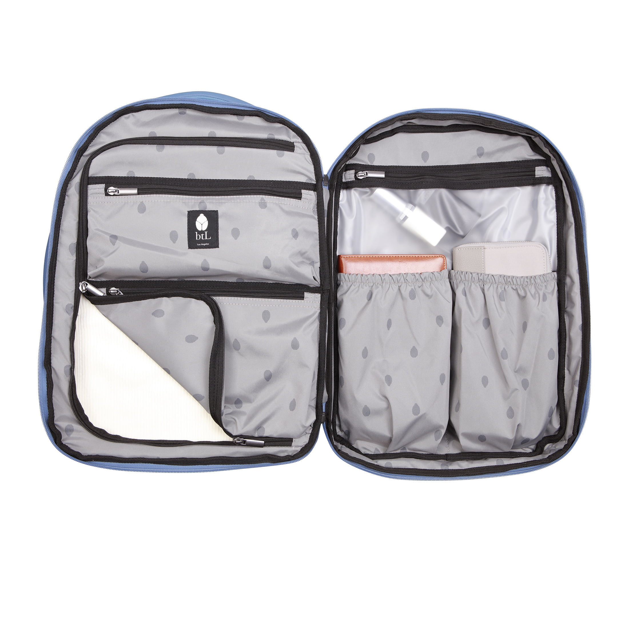 btL 18-inch Nylon Travel Backpack with 15-inch Laptop Sleeve, Blue Shadow