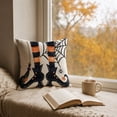thumbnail image 4 of Vintage Halloween Throw Pillow Covers 18x18,Pumpkins Ghost Bat Pattern Seasonal Decorative Horror Cushion Case Decoration for Home Sofa Couch Bed, 4 of 5