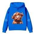 thumbnail image 3 of MAIHAN Teen Girl Hoodies Highland Cow Warmth Cozy Pullovers Long Sleeve Boys Christmas Hoodies Sherpa Lined Cute Casual Fall Winter Sweatshirts(Blue,7-8 Years), 3 of 6