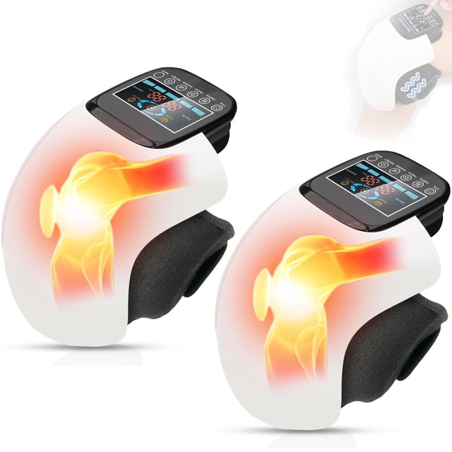 Infrared Heating Knee Massager with Air Pressure and Vibration, Cordless Joint Warmer Massage for Reduces Knee Inflammation, Swelling, Stiffness, Pain, Muscle Atrophy, Joint Dysfunction, 2Pcs