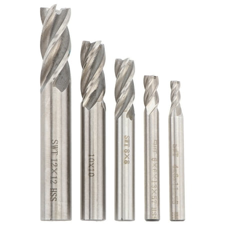 

5Pcs HSS Straight 4 Flutes End Mill Cutter Drill CNC Lathe Bit Set Tool Router Bits Kit 4/6/8/10/12mm for Copper Aluminum Wood