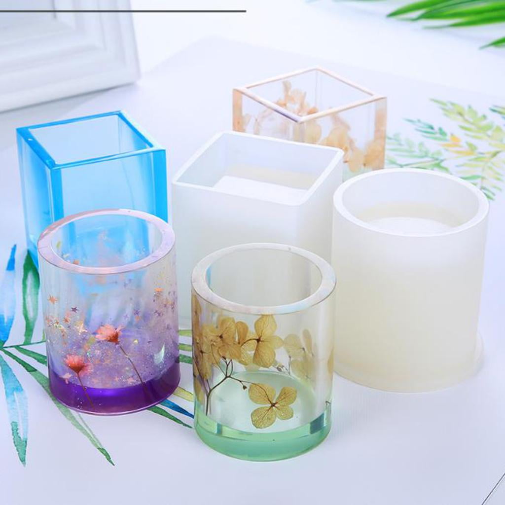 Milageto 6Silicone Epoxy Mold Brush Pot Mold For DIY Resin Frame Drying