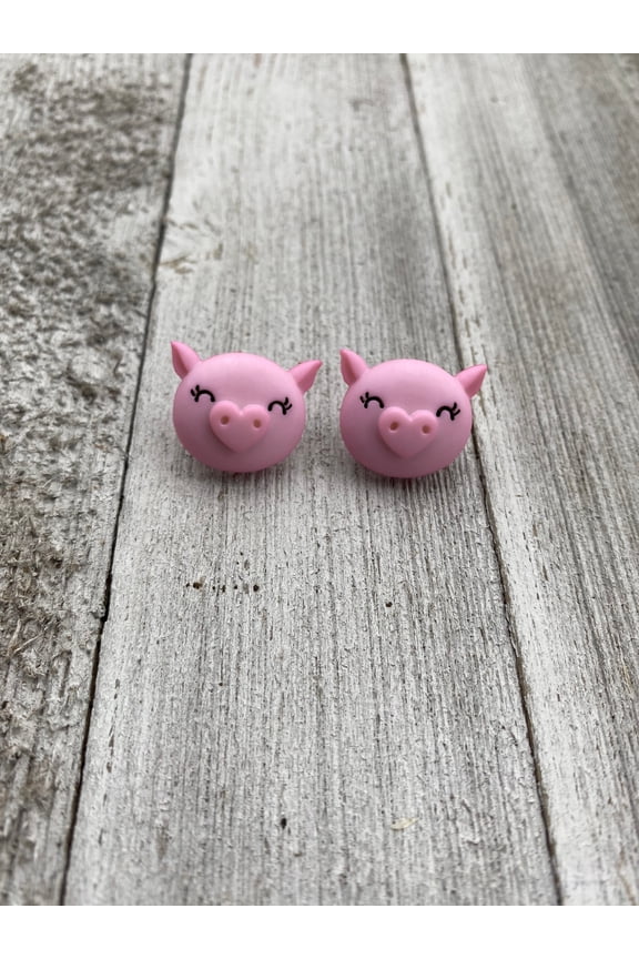 Pig Valentine's Love Heart Nose Stud Earrings Gift