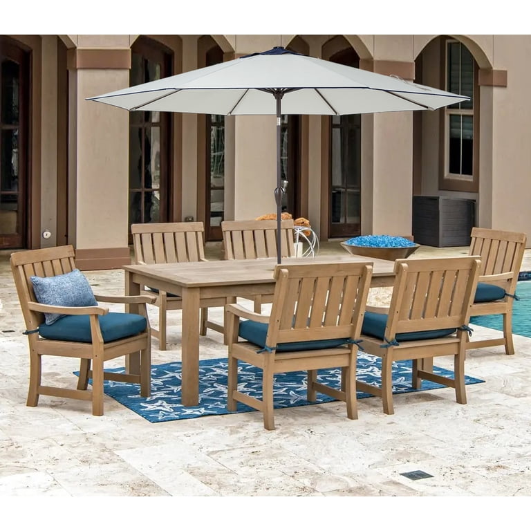PolyTEAK Outdoor Patio Umbrella, Fade Resistant Outdoor Umbrella with Easy  Open Crank and Push Button Tilt Mechanism, (11FT, Beige Navy) - Walmart.com