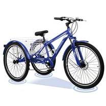 MOPHOTO 7 Speed 24''/26''/27.5" Adult Tricycle for Seniors with Big Basket, Exercise Men's Women's Bicycle, 3 Wheel Cruiser Bike Adjustable Seat Post, Disc Brakes Safe and Durable Adult Trikes